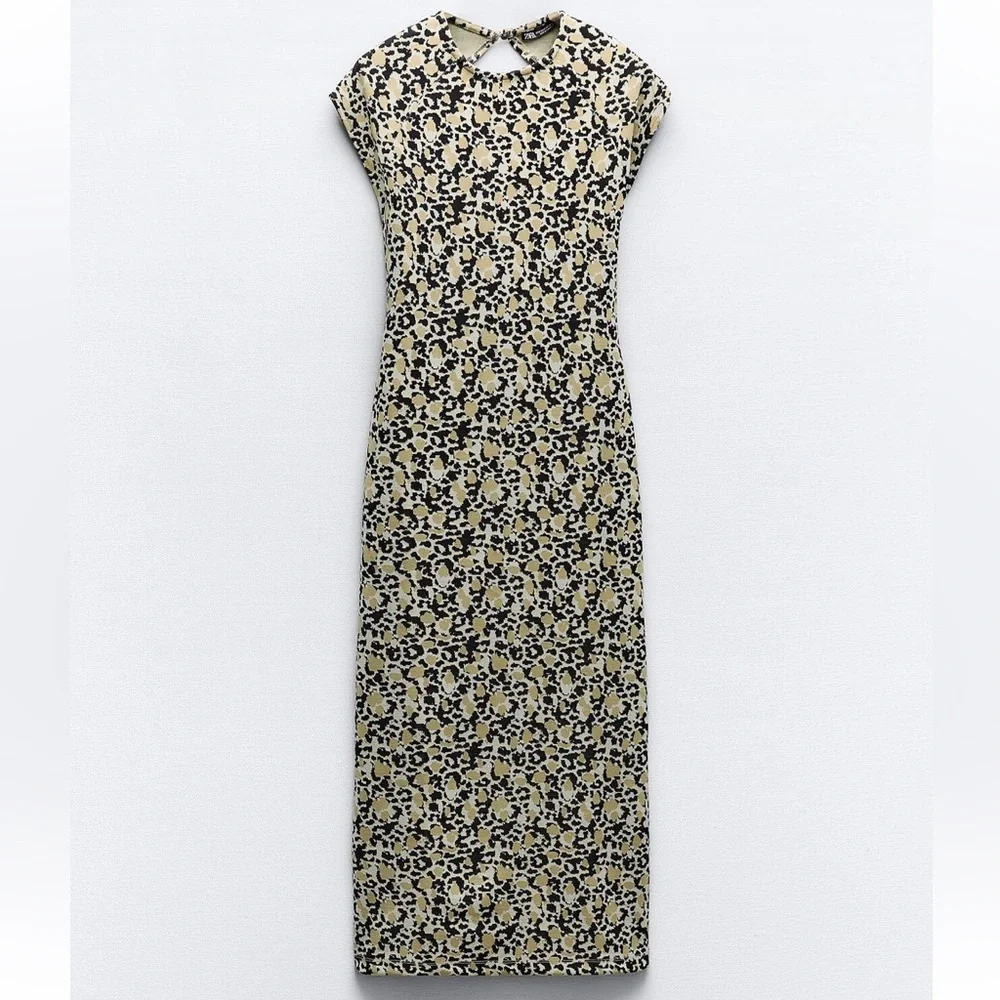 Zara Black and Cream Midi Dress - Picture 3 of 4